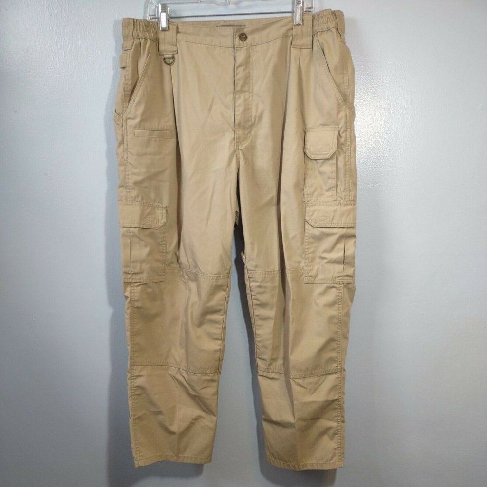 5.11 Tactical Men's 40x30 Beige Long Cargo Pants Ripstop Hiking Camping